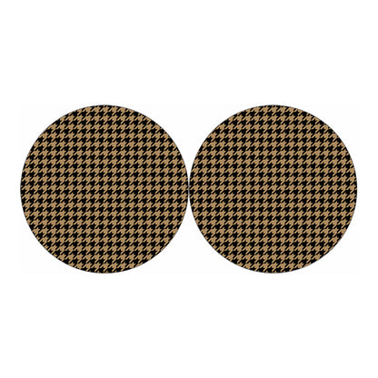 Brown And Black Houndstooth Print Car Coasters