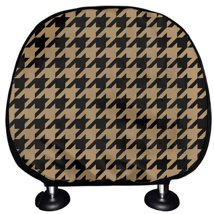 Brown And Black Houndstooth Print Car Headrest Covers