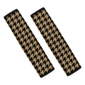 Brown And Black Houndstooth Print Car Seat Belt Covers