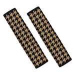 Brown And Black Houndstooth Print Car Seat Belt Covers