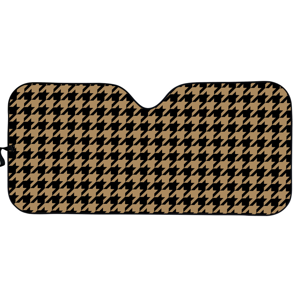 Brown And Black Houndstooth Print Car Sun Shade