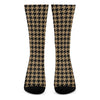 Brown And Black Houndstooth Print Crew Socks