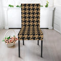 Brown And Black Houndstooth Print Dining Chair Slipcover