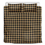 Brown And Black Houndstooth Print Duvet Cover Bedding Set