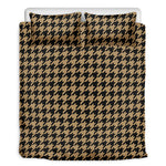 Brown And Black Houndstooth Print Duvet Cover Bedding Set