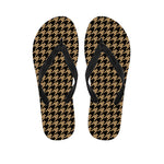 Brown And Black Houndstooth Print Flip Flops