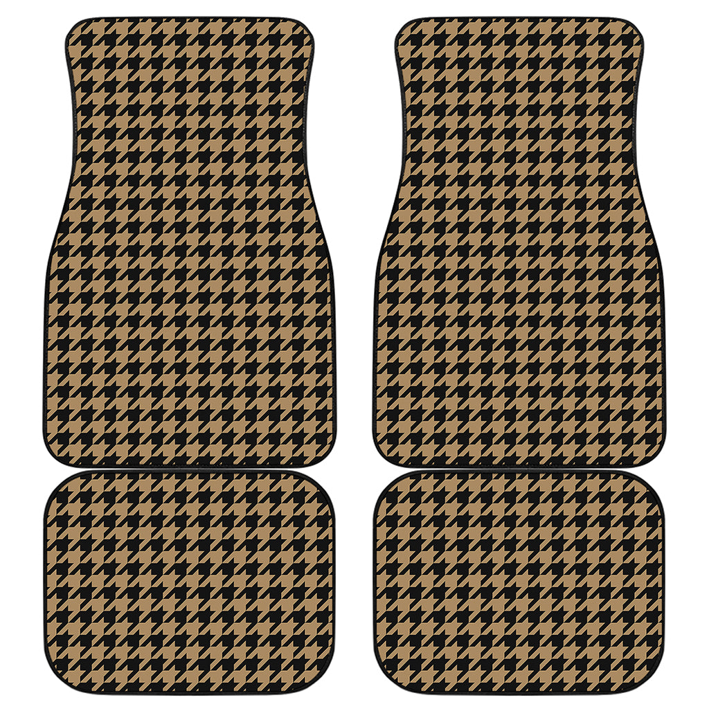 Brown And Black Houndstooth Print Front and Back Car Floor Mats