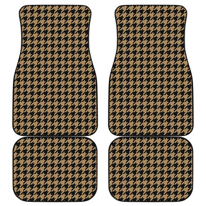 Brown And Black Houndstooth Print Front and Back Car Floor Mats