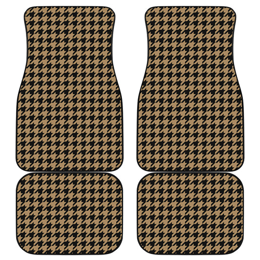 Brown And Black Houndstooth Print Front and Back Car Floor Mats