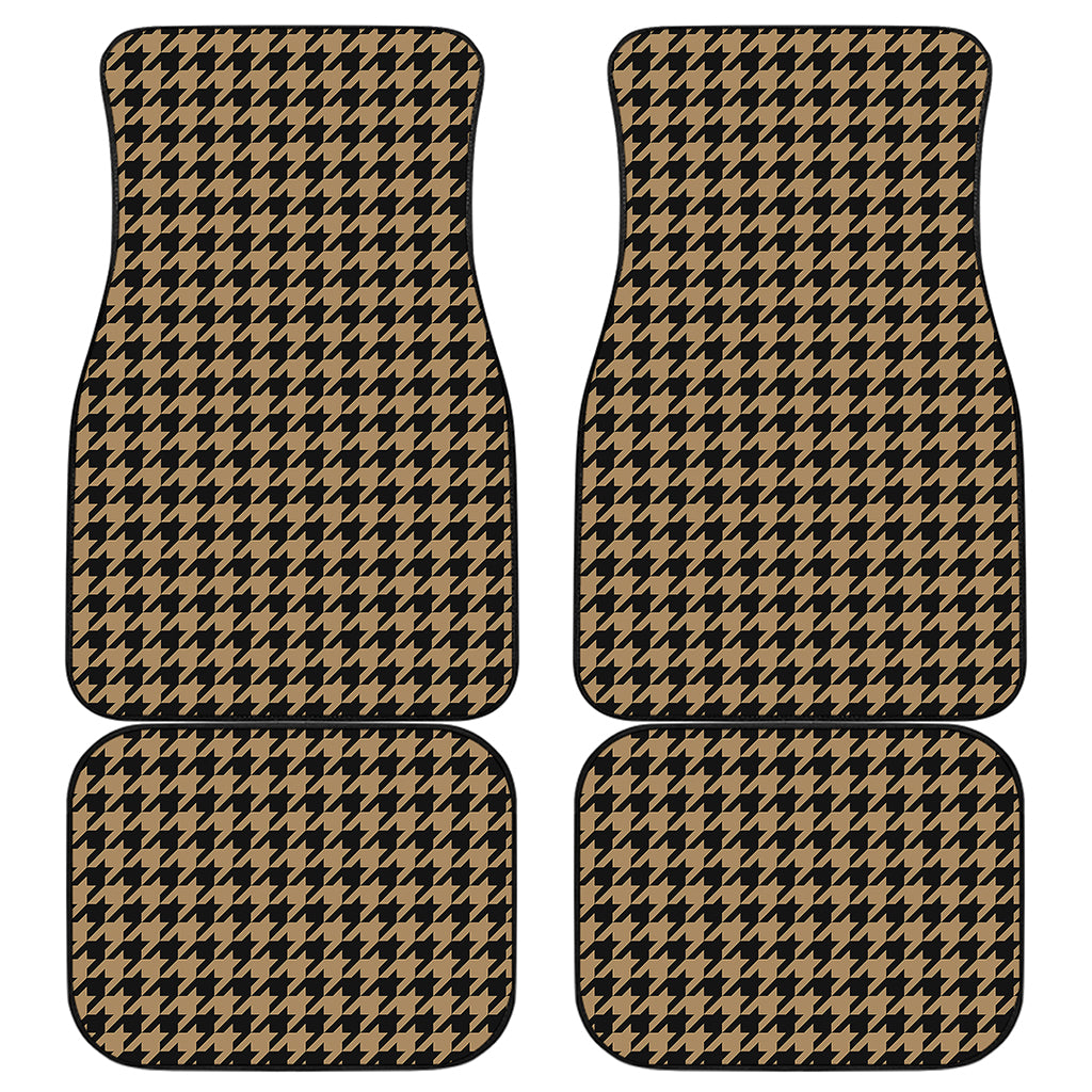 Brown And Black Houndstooth Print Front and Back Car Floor Mats