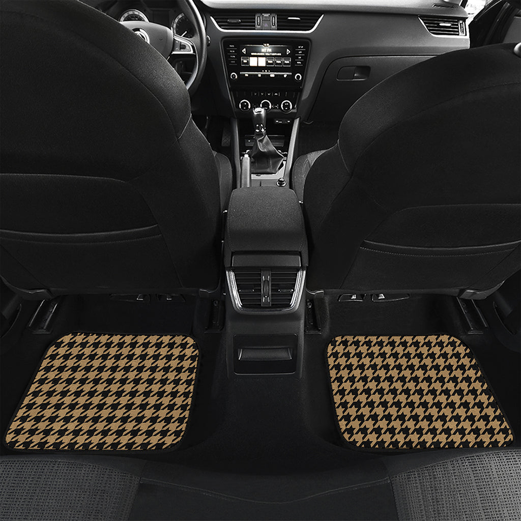 Brown And Black Houndstooth Print Front and Back Car Floor Mats