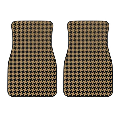 Brown And Black Houndstooth Print Front Car Floor Mats