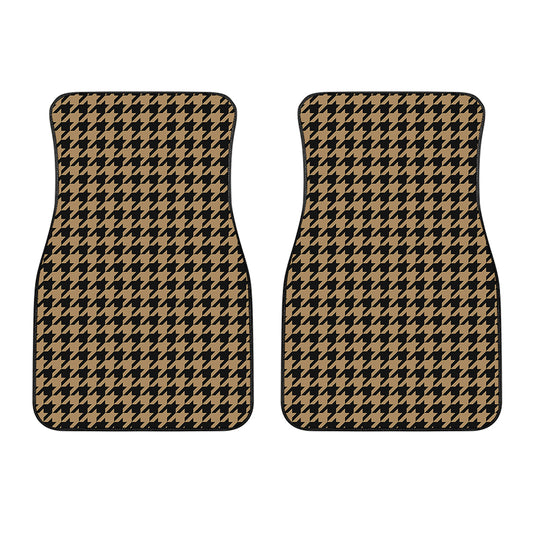 Brown And Black Houndstooth Print Front Car Floor Mats