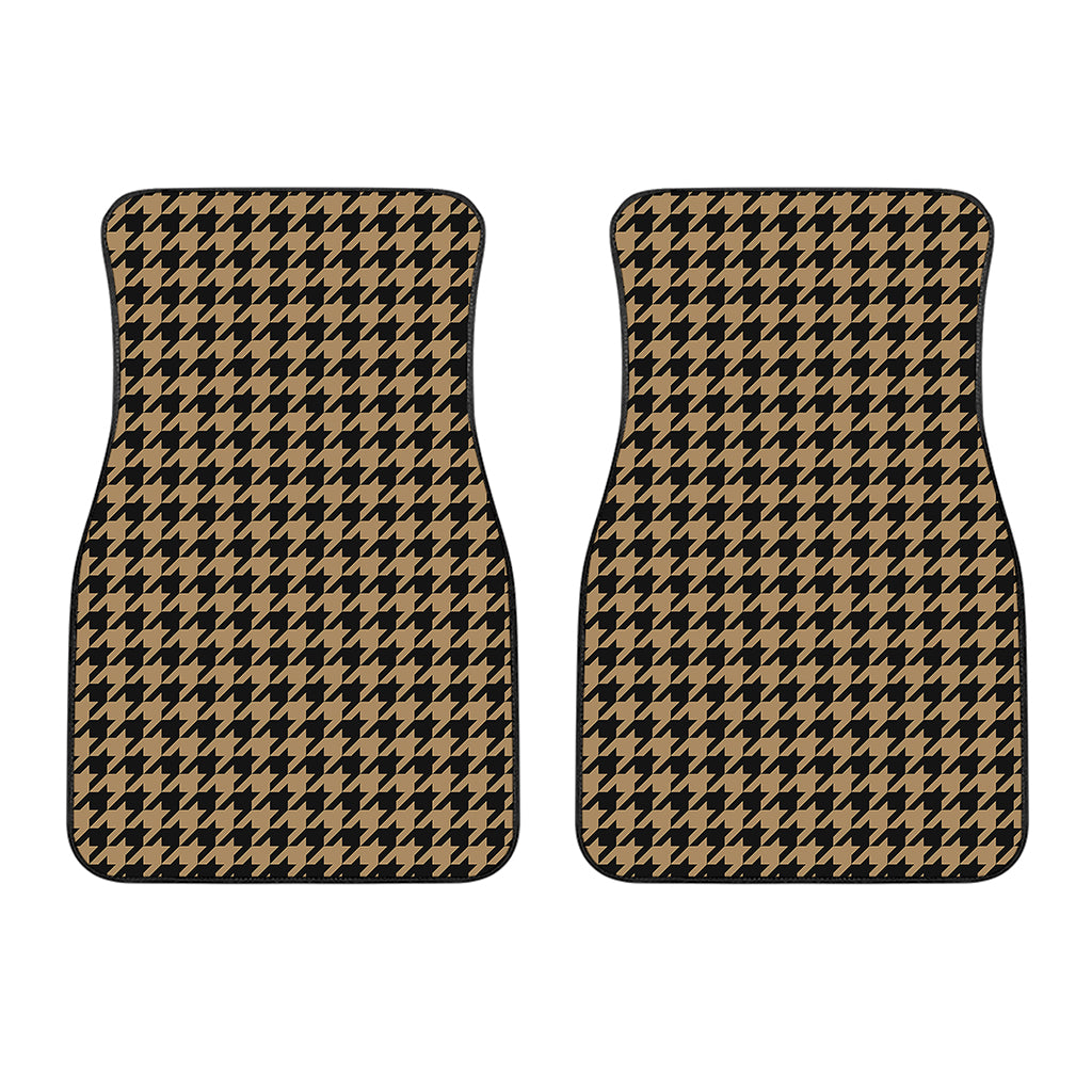 Brown And Black Houndstooth Print Front Car Floor Mats