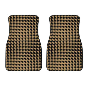 Brown And Black Houndstooth Print Front Car Floor Mats