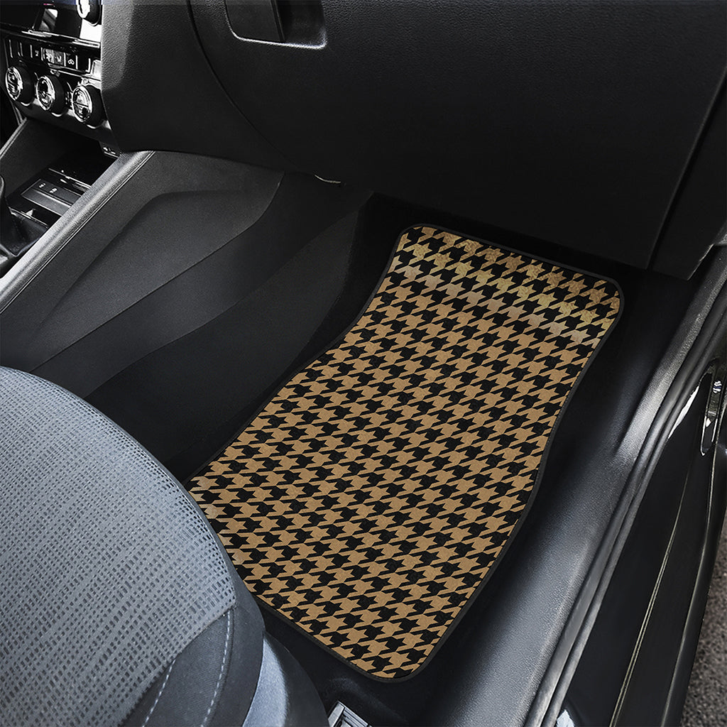 Brown And Black Houndstooth Print Front Car Floor Mats