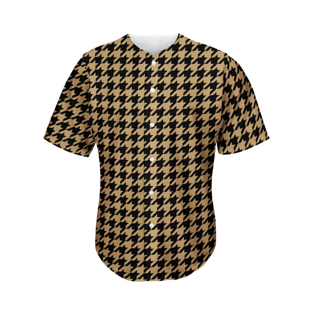 Brown And Black Houndstooth Print Men's Baseball Jersey