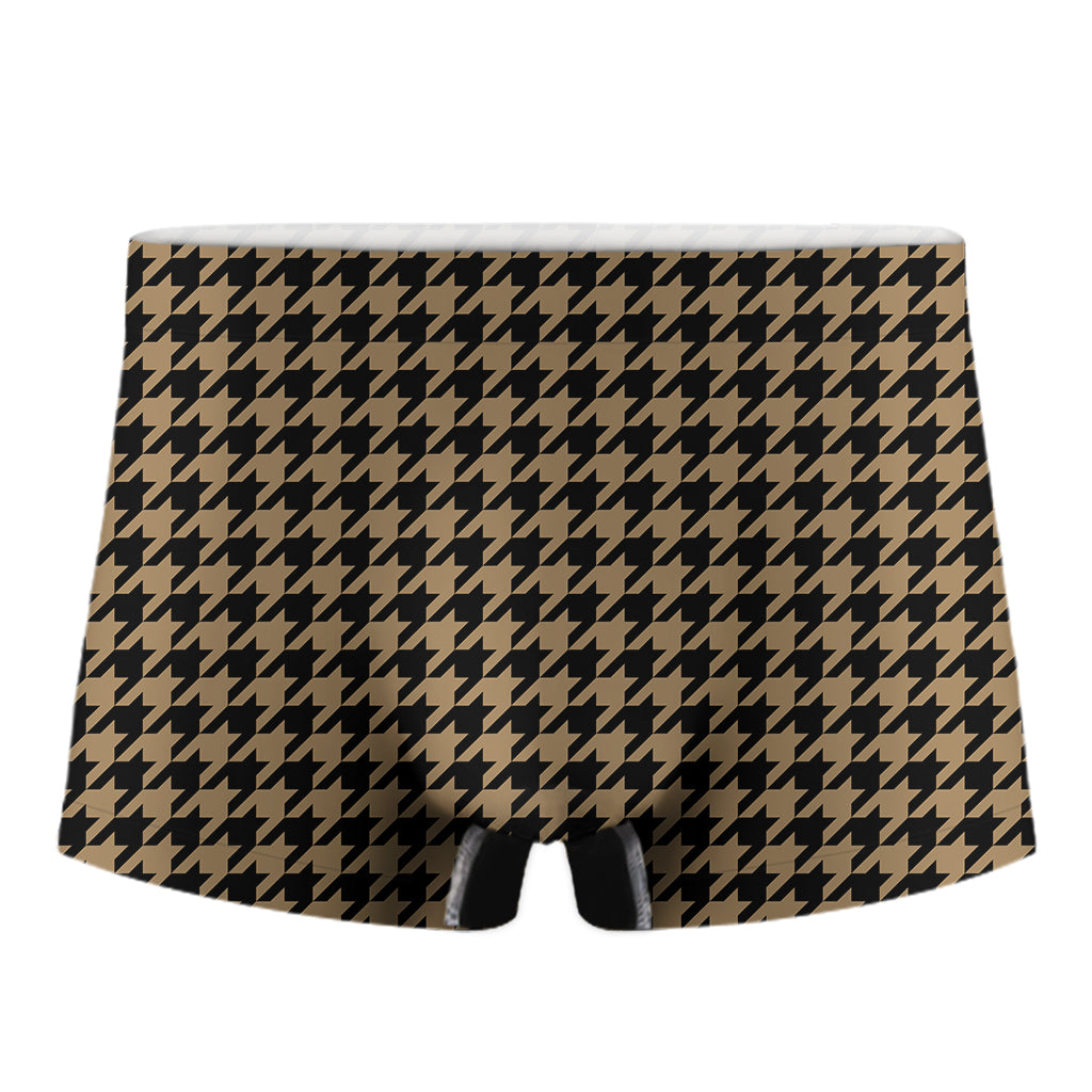 Brown And Black Houndstooth Print Men's Boxer Briefs