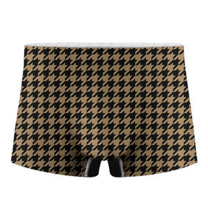 Brown And Black Houndstooth Print Men's Boxer Briefs