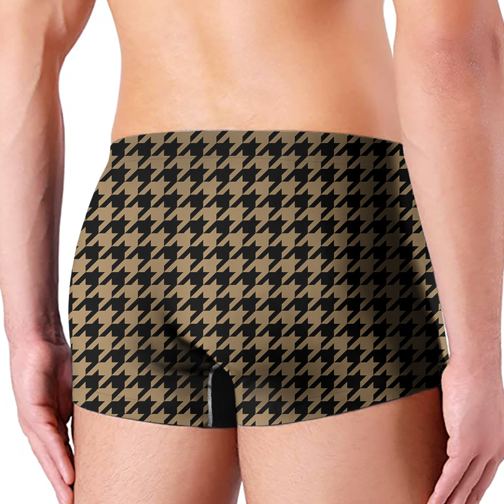 Brown And Black Houndstooth Print Men's Boxer Briefs