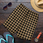 Brown And Black Houndstooth Print Men's Shorts