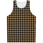 Brown And Black Houndstooth Print Men's Tank Top