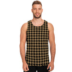 Brown And Black Houndstooth Print Men's Tank Top