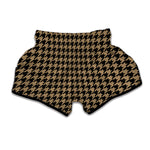 Brown And Black Houndstooth Print Muay Thai Boxing Shorts