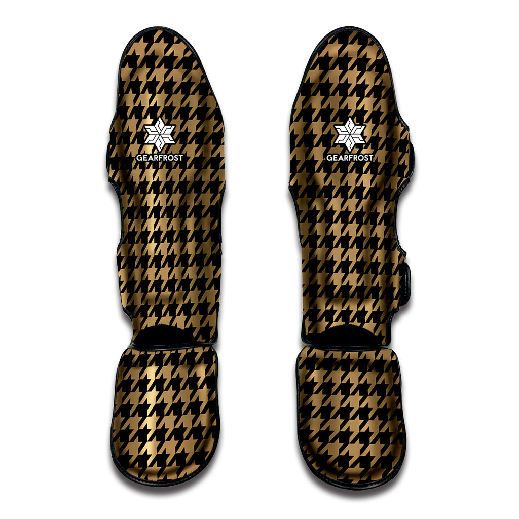 Brown And Black Houndstooth Print Muay Thai Shin Guard