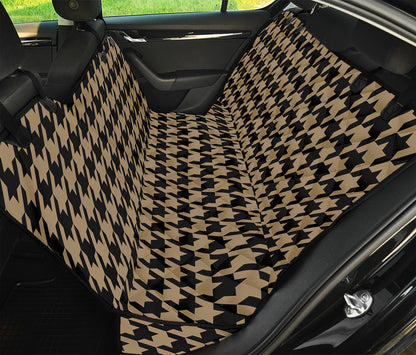 Brown And Black Houndstooth Print Pet Car Back Seat Cover