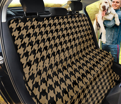 Brown And Black Houndstooth Print Pet Car Back Seat Cover
