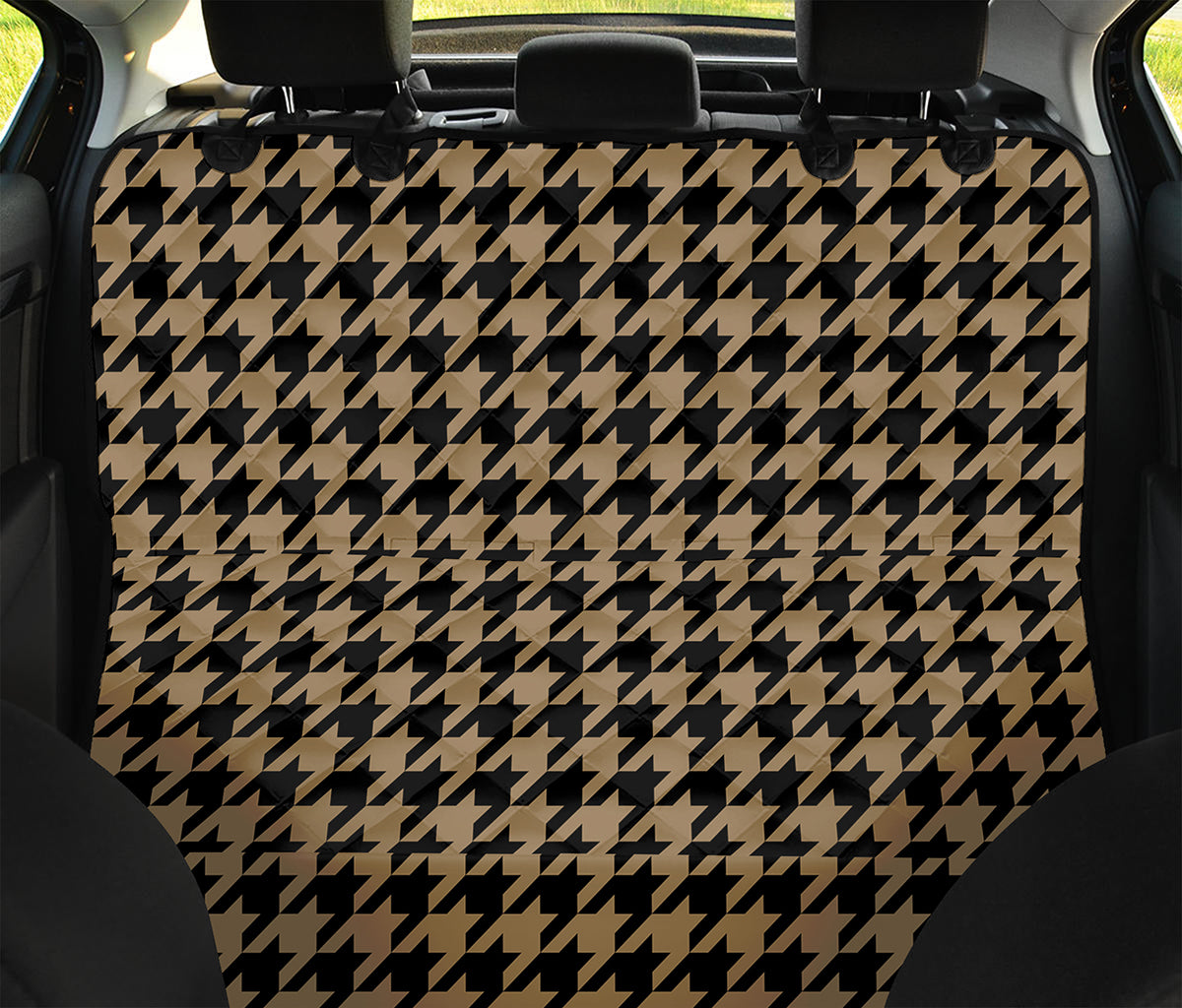 Brown And Black Houndstooth Print Pet Car Back Seat Cover