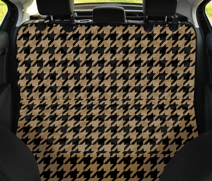 Brown And Black Houndstooth Print Pet Car Back Seat Cover