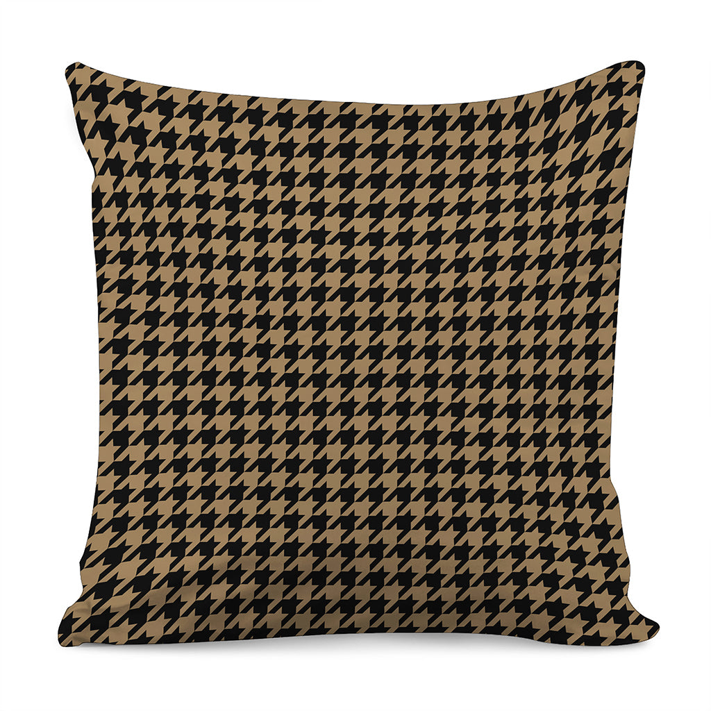 Brown And Black Houndstooth Print Pillow Cover