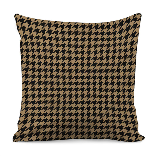 Brown And Black Houndstooth Print Pillow Cover