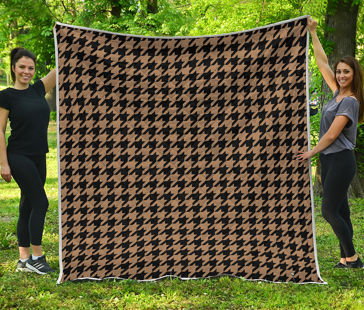 Brown And Black Houndstooth Print Quilt