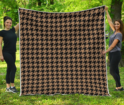 Brown And Black Houndstooth Print Quilt