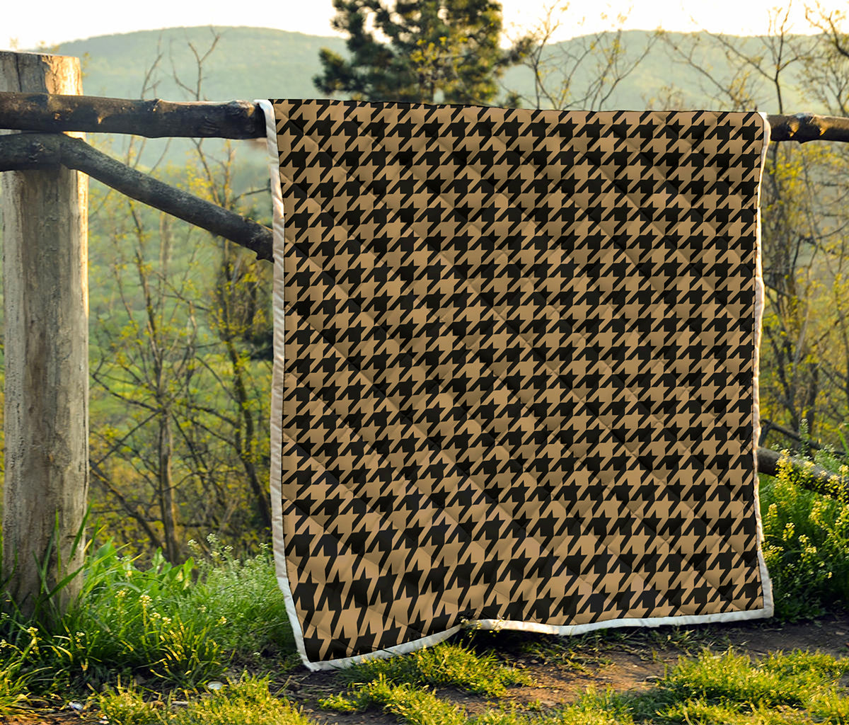 Brown And Black Houndstooth Print Quilt