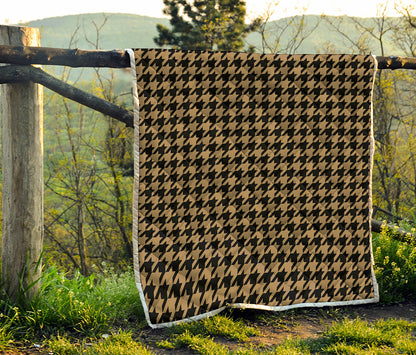 Brown And Black Houndstooth Print Quilt
