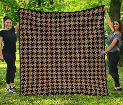 Brown And Black Houndstooth Print Quilt