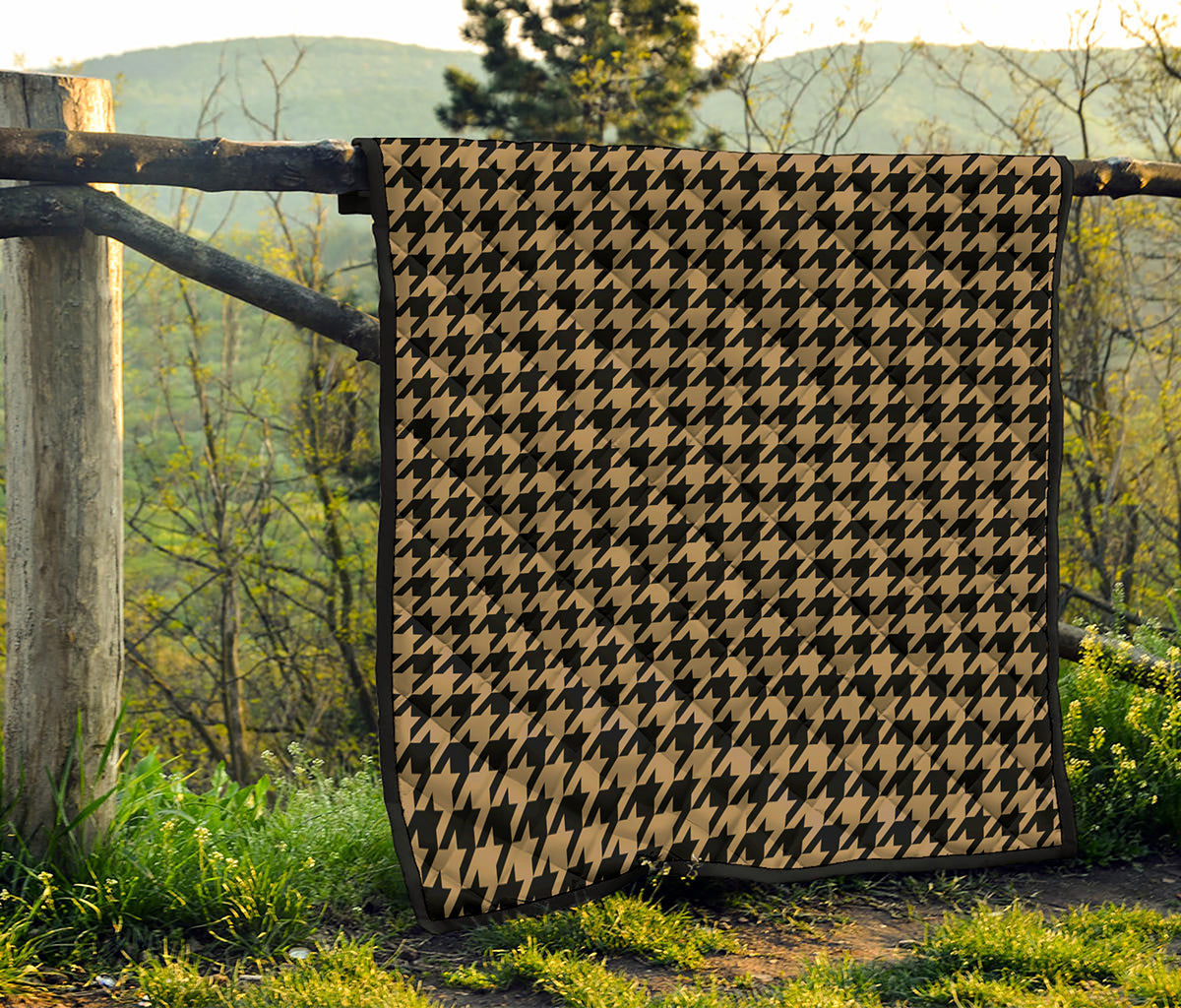 Brown And Black Houndstooth Print Quilt