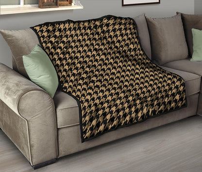 Brown And Black Houndstooth Print Quilt