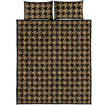 Brown And Black Houndstooth Print Quilt Bed Set