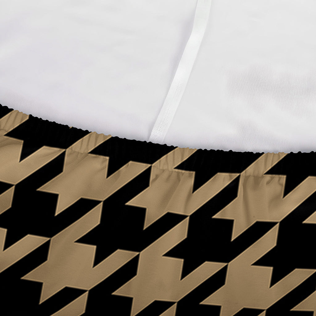 Brown And Black Houndstooth Print Sofa Cover