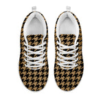 Brown And Black Houndstooth Print White Sneakers