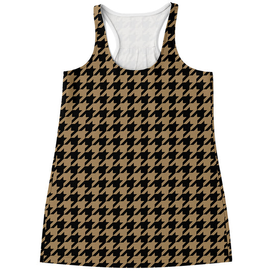 Brown And Black Houndstooth Print Women's Racerback Tank Top