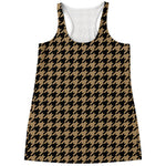 Brown And Black Houndstooth Print Women's Racerback Tank Top