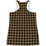 Brown And Black Houndstooth Print Women's Racerback Tank Top