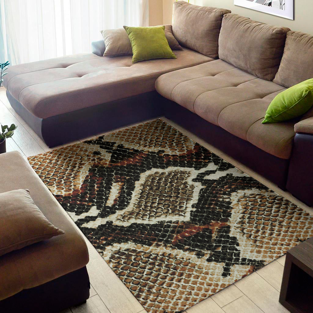 Brown And Black Snakeskin Print Area Rug