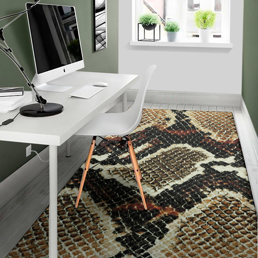 Brown And Black Snakeskin Print Area Rug